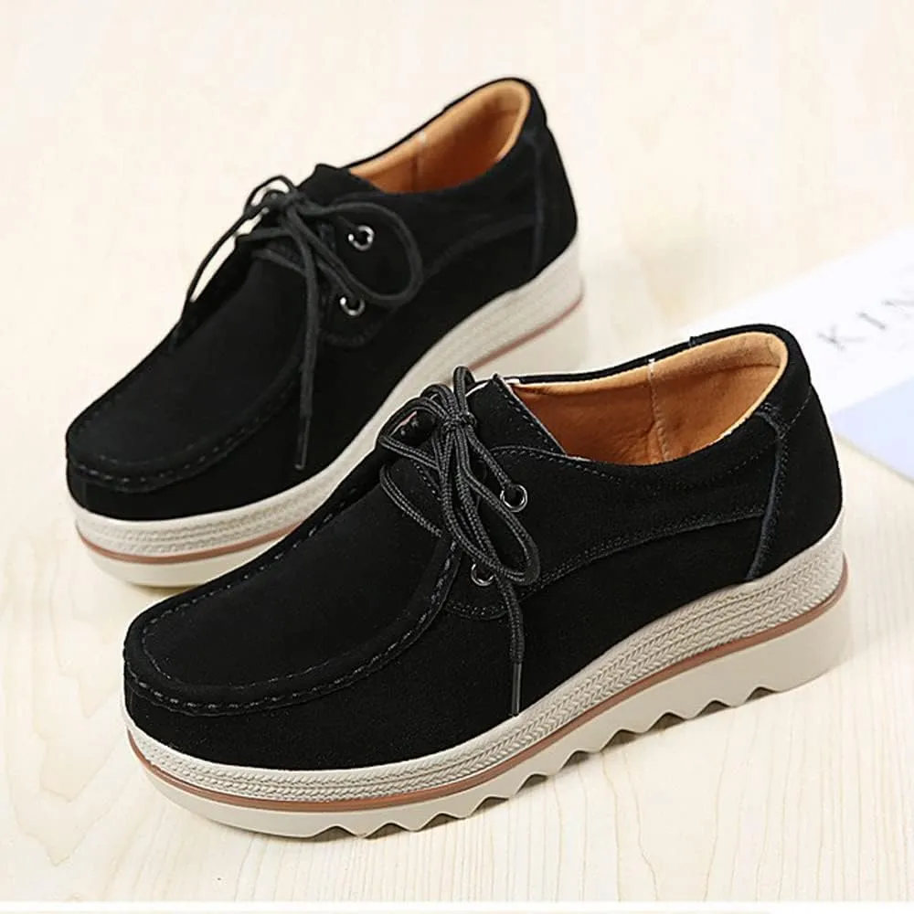 YING LAN Women Slip On Loafers Comfort Suede Moccasins Wide Low Top Shoes