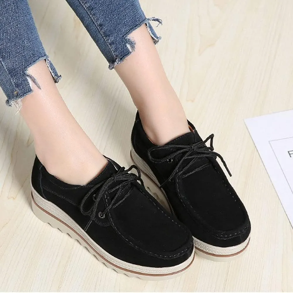 YING LAN Women Slip On Loafers Comfort Suede Moccasins Wide Low Top Shoes