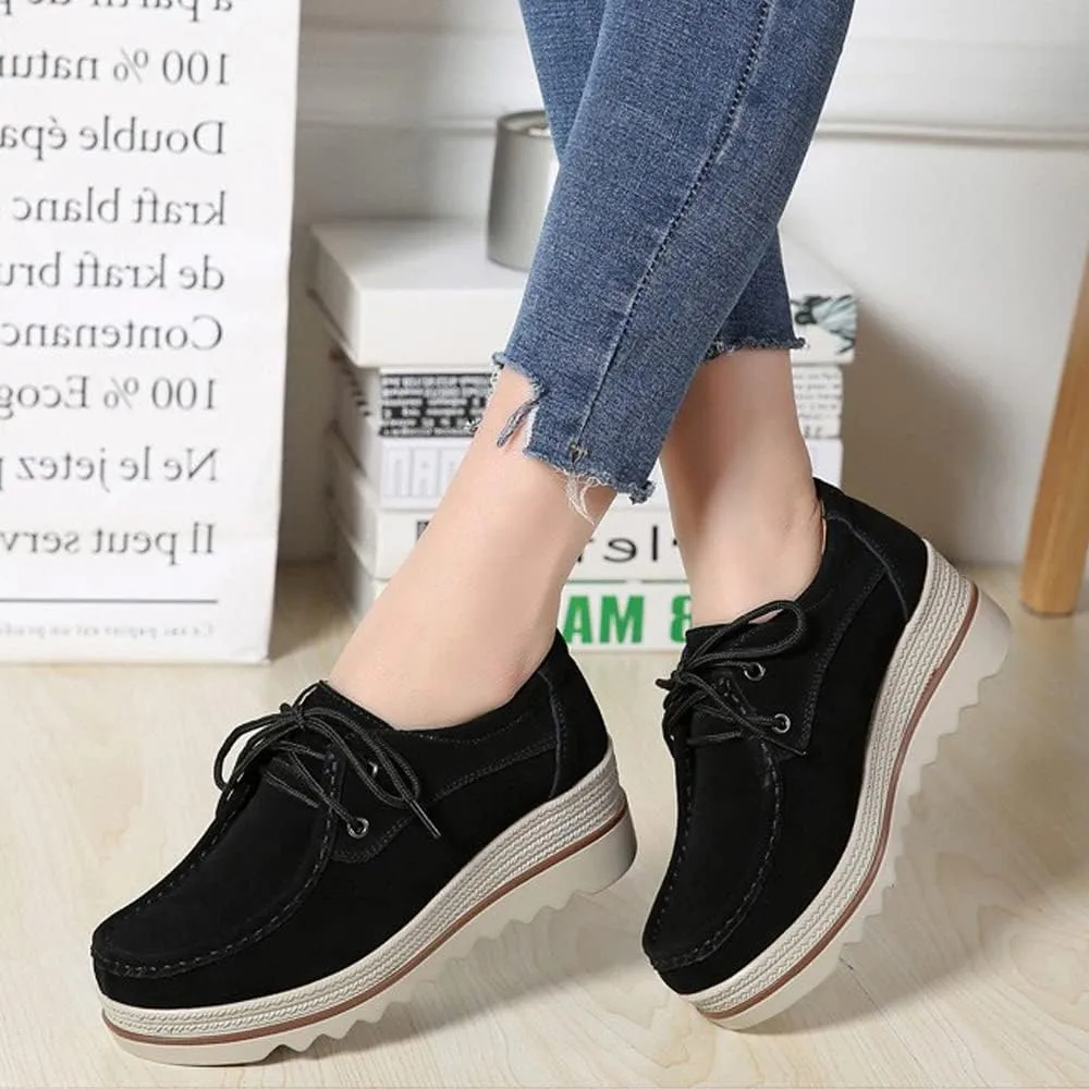 YING LAN Women Slip On Loafers Comfort Suede Moccasins Wide Low Top Shoes