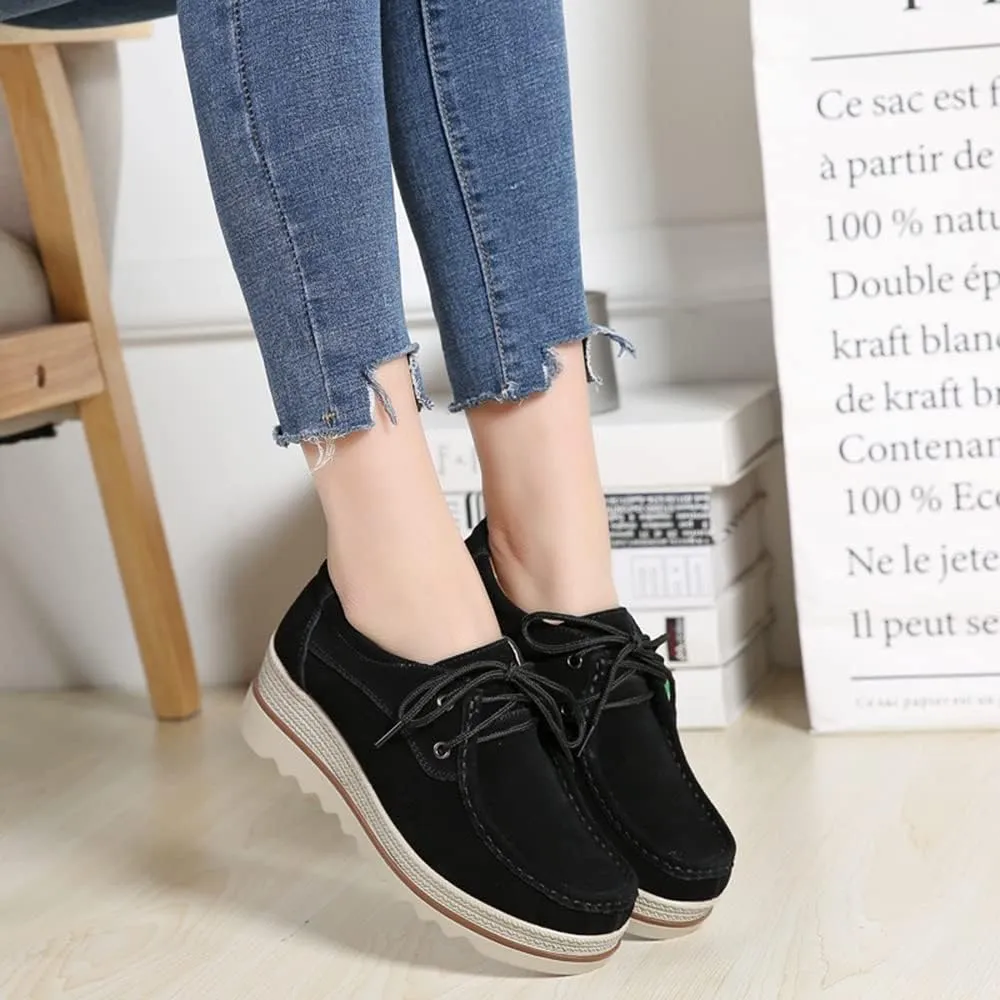 YING LAN Women Slip On Loafers Comfort Suede Moccasins Wide Low Top Shoes