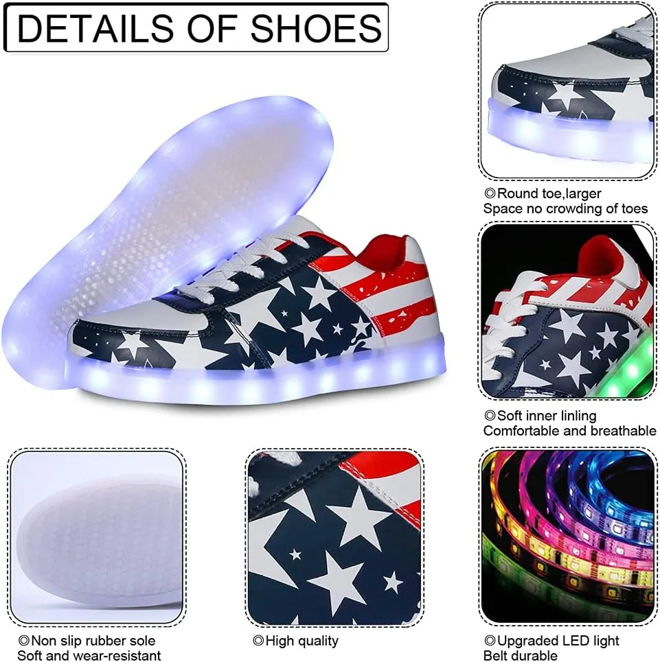 YuanRoad Unisex LED Light Up Shoes with USB Charging Glowing Luminous LED Sneakers