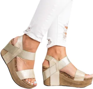 ZBYY Women's Ankle-Strap Heeled Sandals Open Toe Platform Wedge Slip On Sandals Casual Summer Beach Sandals Shoes