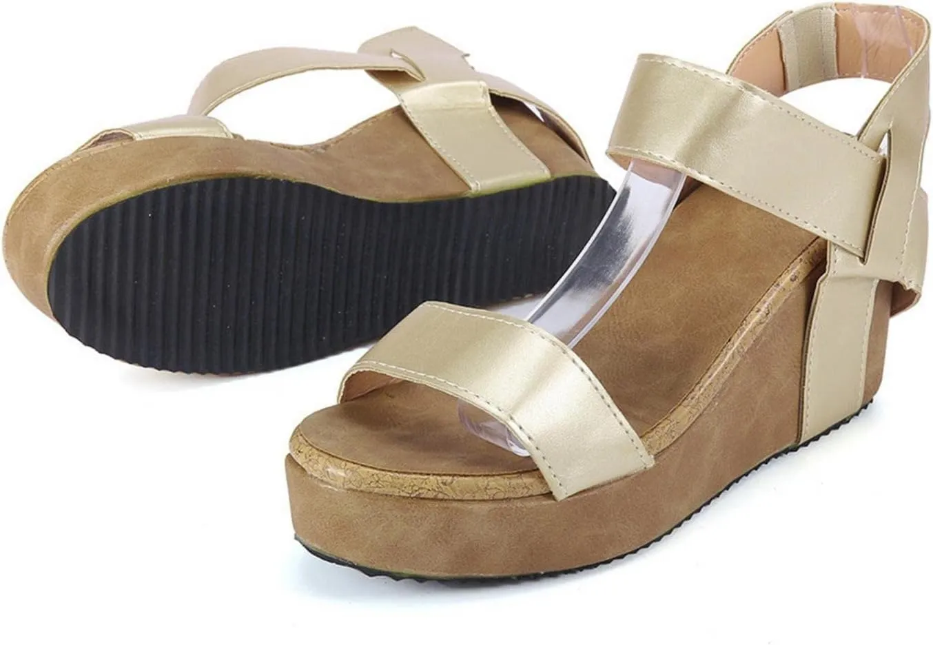 ZBYY Women's Ankle-Strap Heeled Sandals Open Toe Platform Wedge Slip On Sandals Casual Summer Beach Sandals Shoes