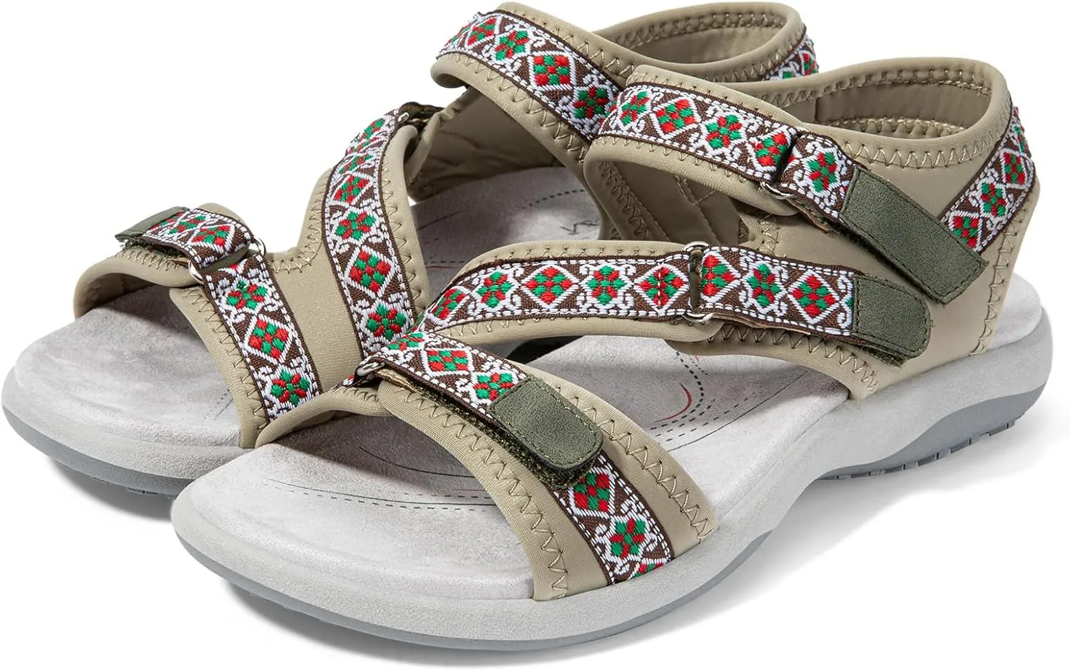 Zelaprox Women Comfortable Walking Sandals with Arch Support Hiking Sandals Casual Summer Athletic Sandals for Outdoor with 3 Adjustable Hook and Loop Strap
