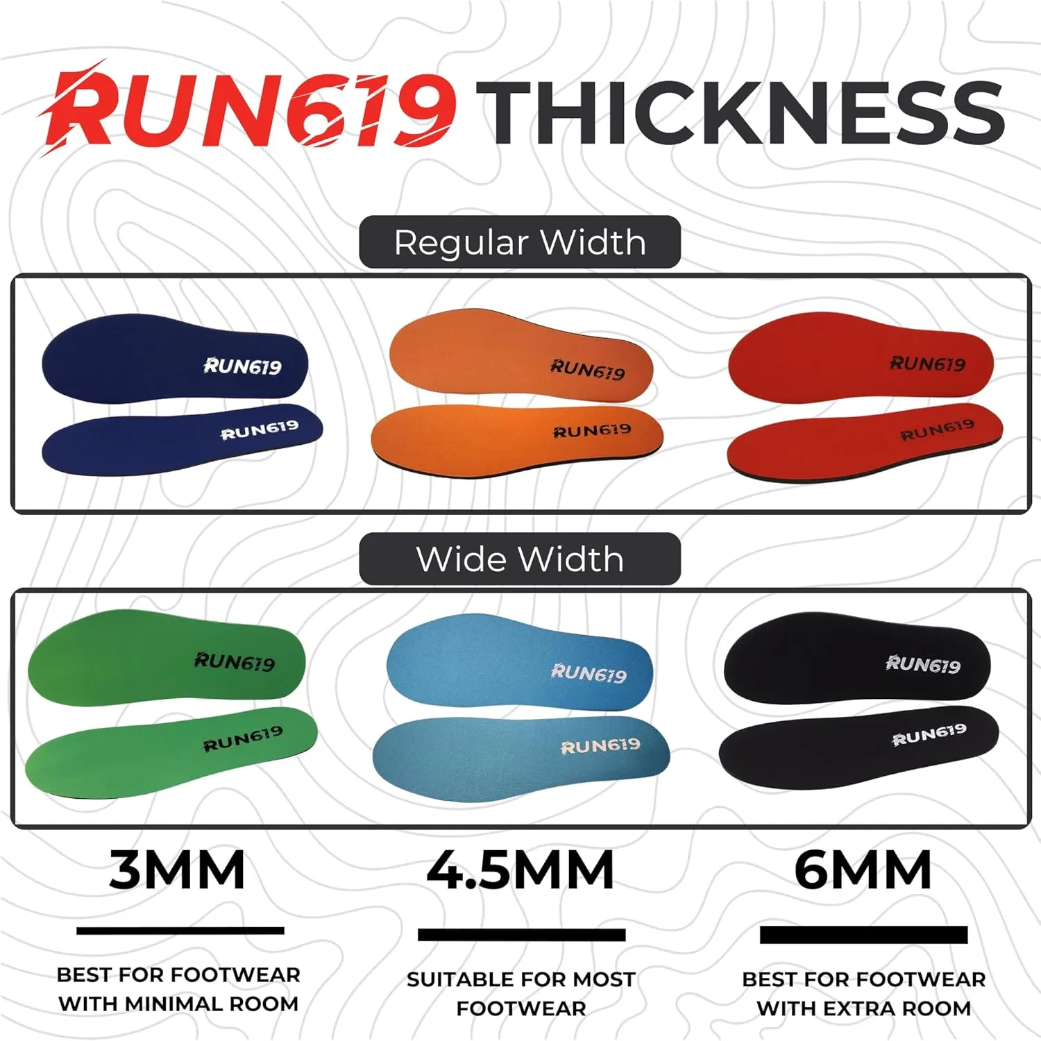 Zero Drop Shoe Insoles, Traditional Shape, Foot Forming, Regular Width - Thick, Firm, Flat Shoe Inserts - Men's 11-12