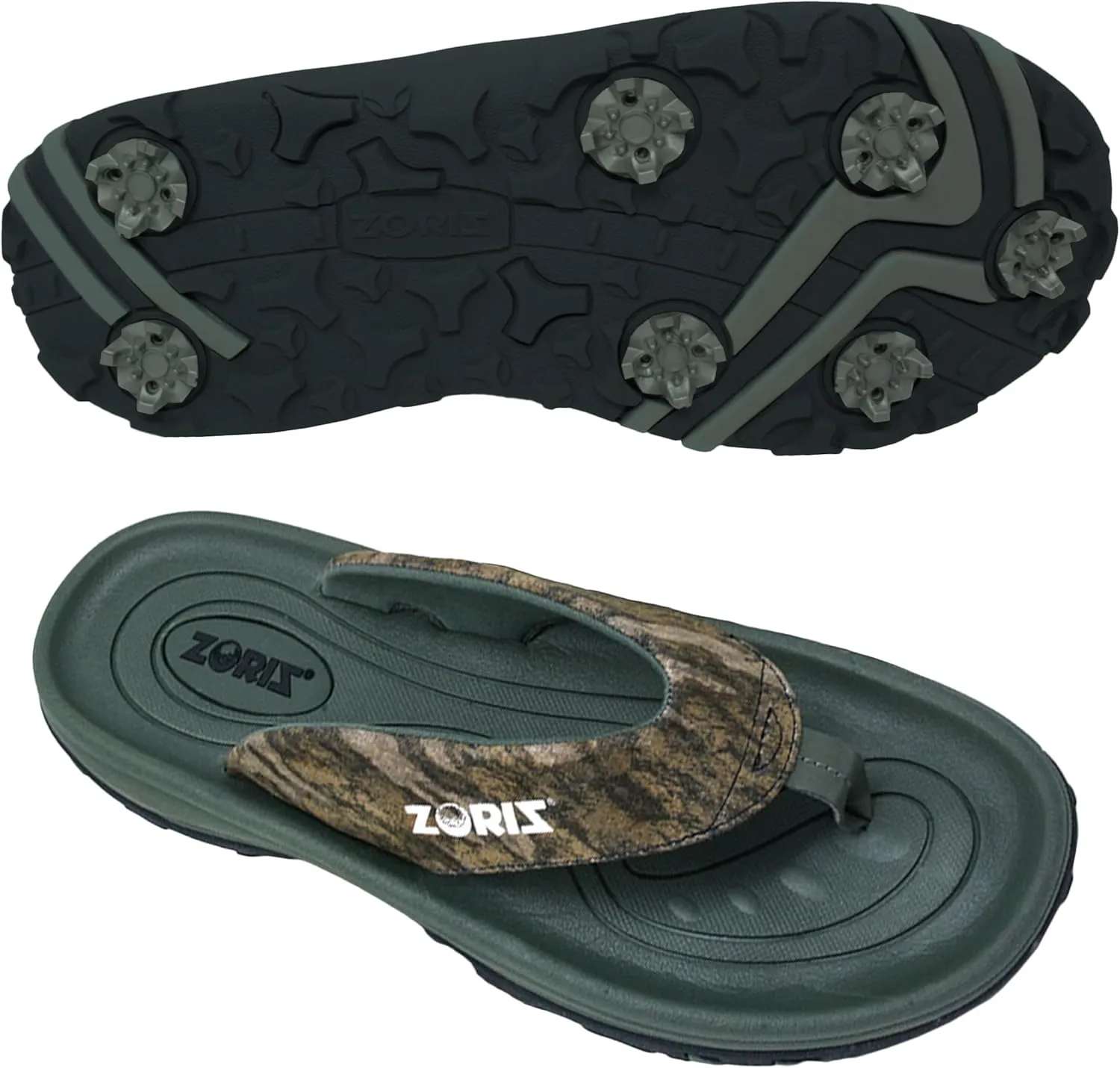 ZORIZ Mossy Oak Golf Sandals for Women and Men, Thong Flip Flops With Removable Spikes, Golf Footwear With Deeper Heel Cup and Higher Sidewalls for Comfort