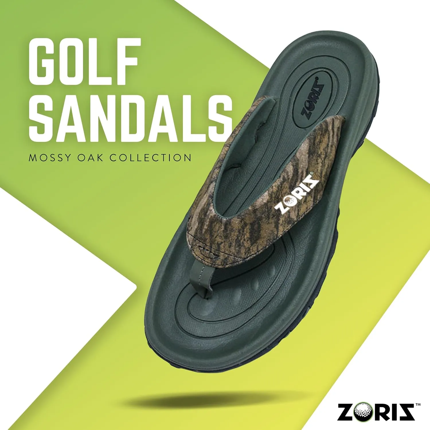 ZORIZ Mossy Oak Golf Sandals for Women and Men, Thong Flip Flops With Removable Spikes, Golf Footwear With Deeper Heel Cup and Higher Sidewalls for Comfort