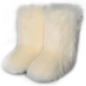 ZOSCGJMY Faux Fur Boots for Women Fuzzy Fluffy Furry Round Toe Suede Winter Snow Boots Flat Shoes